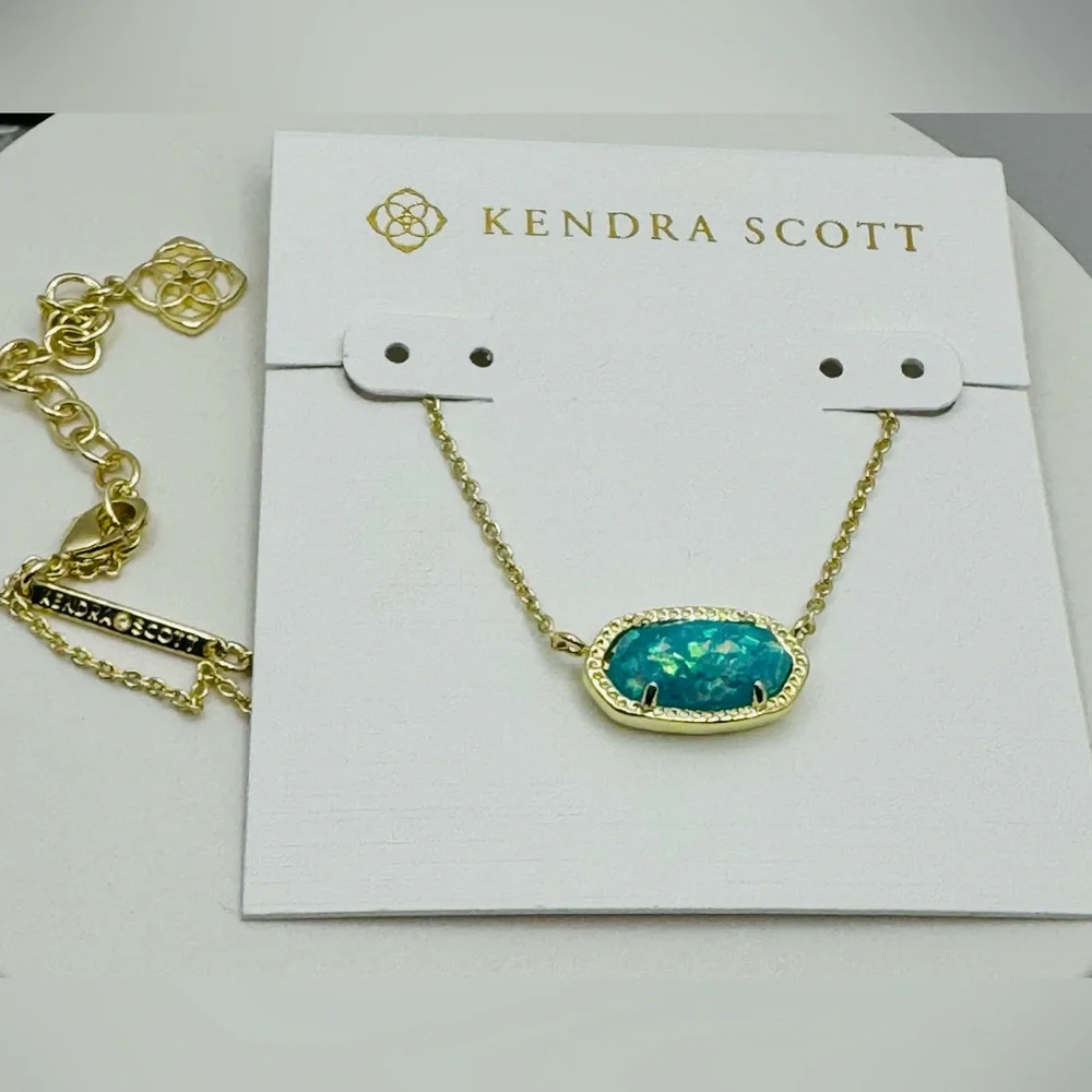 Kendra Scott Turquoise Kyocera Opal Elisa Necklace NEW - Picture 4 of 4